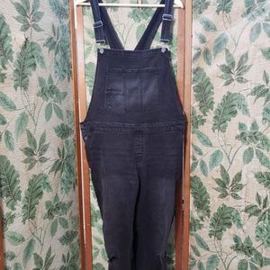 Distressed Black Overalls
